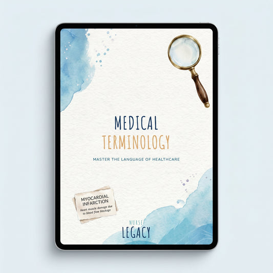 NurseLegacy Medical Terminology study guide cover — 16-page PDF for nursing students