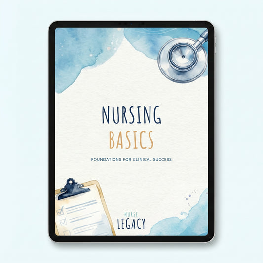 NurseLegacy Nursing Basics study guide cover — 16-page PDF for nursing students